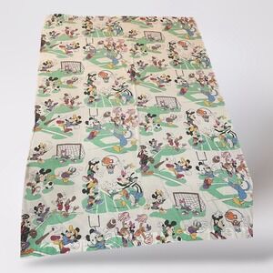 Vintage Disney Mickey Mouse Sports Sheet Twin Size Cotton All Sports Print